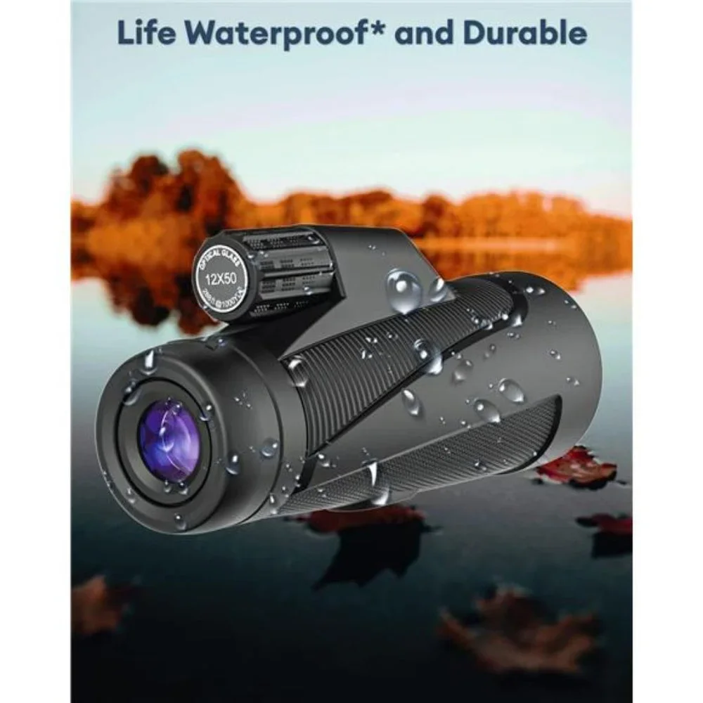 Monocular Telescope High Powered Monocular w/ Smartphone Adapter & Metal Tripod